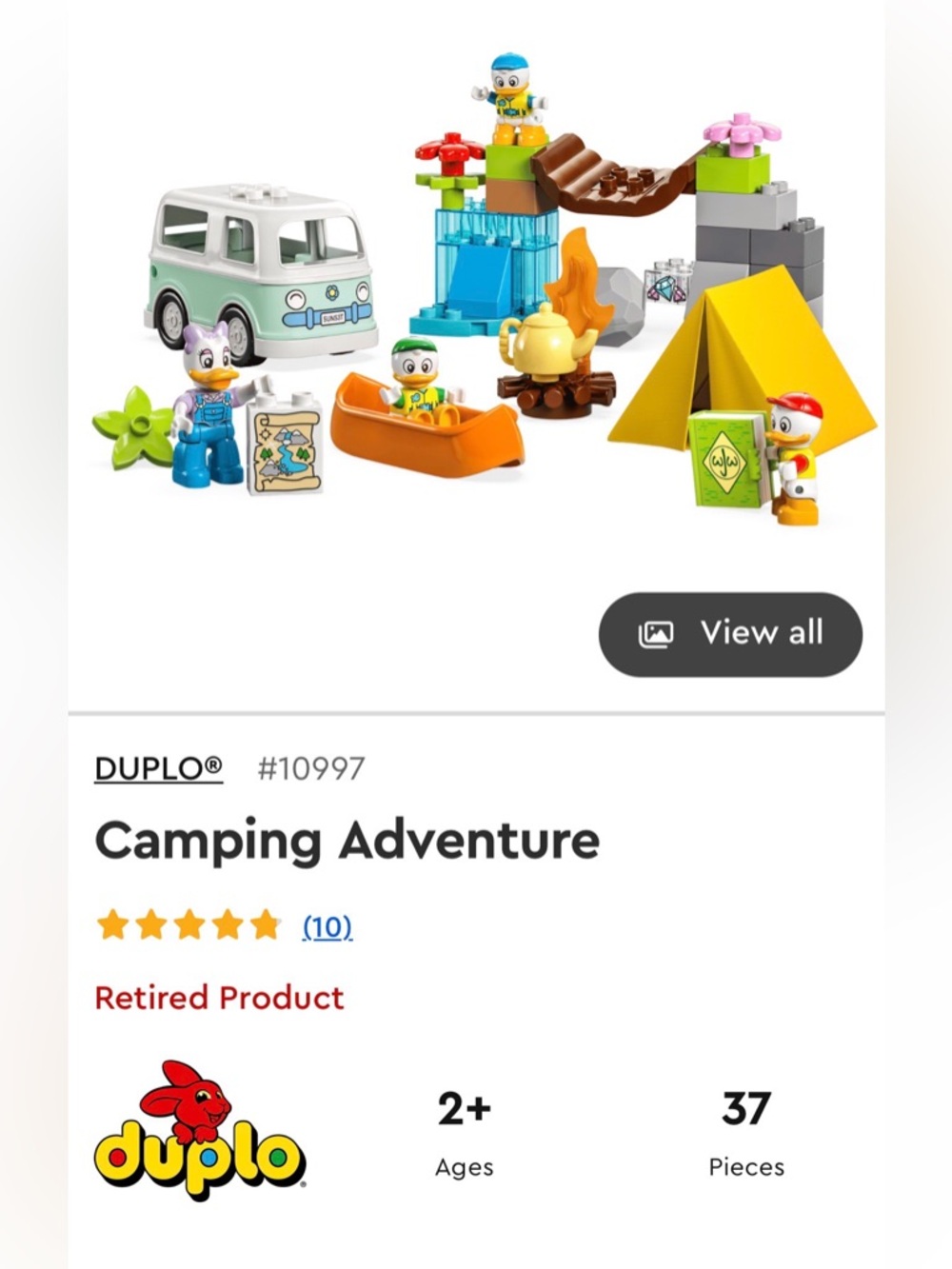 LEGO DUPLO Disney Mickey and Friends Camping Adventure 10997 - retired